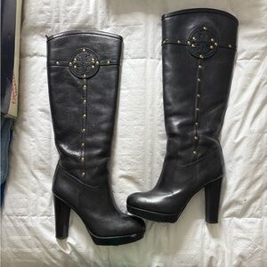 Black Leather Tory Burch Boots